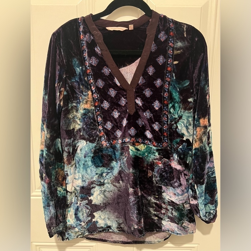 Soft Surroundings Velour Feel / Lyocell Floral Boho Tunic in Size XS ๐น๐ป๐ท - Picture 2 of 10
